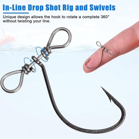Drop Shot Fishing Hooks,50/100pcs in-line Drop Shot Rig Hooks Swivels High Carbon Steel Worm Hook Fishhook for Bass,Perch,Walleye,Catfish in Saudi Arabia