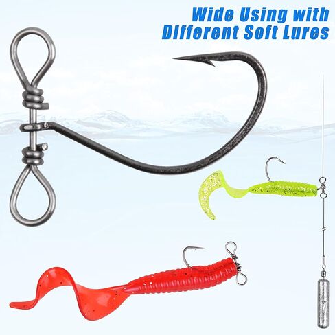 Drop Shot Fishing Hooks,50/100pcs in-line Drop Shot Rig Hooks Swivels High Carbon Steel Worm Hook Fishhook for Bass,Perch,Walleye,Catfish in Saudi Arabia