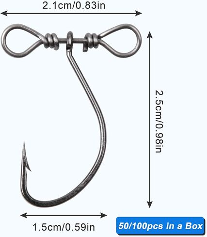 Drop Shot Fishing Hooks,50/100pcs in-line Drop Shot Rig Hooks Swivels High Carbon Steel Worm Hook Fishhook for Bass,Perch,Walleye,Catfish in Saudi Arabia
