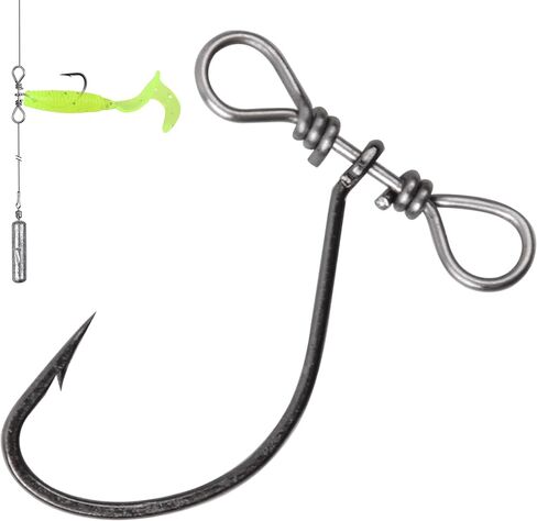 Drop Shot Fishing Hooks,50/100pcs in-line Drop Shot Rig Hooks Swivels High Carbon Steel Worm Hook Fishhook for Bass,Perch,Walleye,Catfish in Saudi Arabia