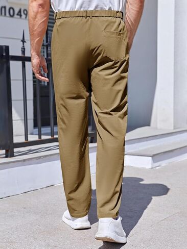 بنطلون جولف رجالي من PASLTER مقاس نحيف قابل للتمدد وخفيف الوزن، كاجوال مستقيم ومسطح من الأمام مع جيوب in Kuwait