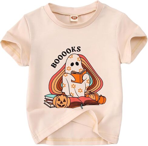 Ritatte Toddler Halloween Shirt Baby Boys Girls Retro Booooks Ghost T-Shirt Cute Pumpkin Ghost Books Reading Tee Tops in Saudi Arabia