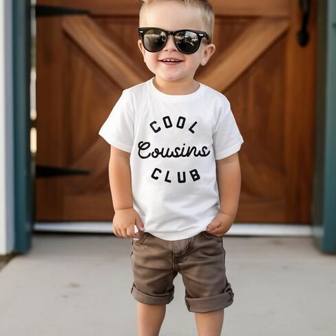 Cousin Shirt Toddler Baby Boy Girl Cool Cousins Club Letters Print T-Shirt Kid Summer Short Sleeve Casual Tees Top in Saudi Arabia