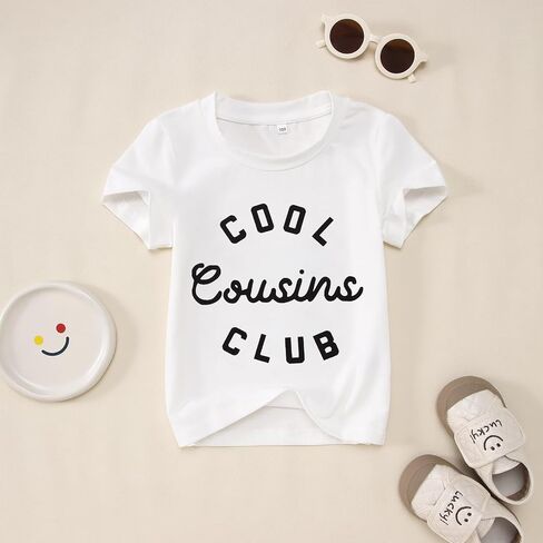 Cousin Shirt Toddler Baby Boy Girl Cool Cousins Club Letters Print T-Shirt Kid Summer Short Sleeve Casual Tees Top in Saudi Arabia