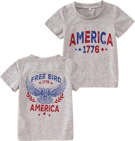 Free Bird Shirts Toddler Boy Girl 4th of July T-Shirts America 1776 Kids Baby Patriotic Tees Independence Day Tops in Saudi Arabia