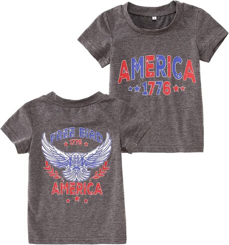 Free Bird Shirts Toddler Boy Girl 4th of July T-Shirts America 1776 Kids Baby Patriotic Tees Independence Day Tops in Saudi Arabia