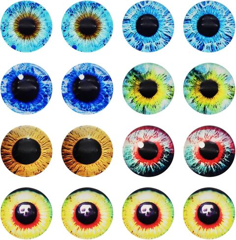 JJGQAZ 6mm-30mm Dragon Eyes Round Glass Cabochon Flatback Jewelry Finds Horse Eyes Cat Eyes Doll Eye Dome Cameo قلادة الإعدادات في أزواج (20MM-20 زوجًا) in Kuwait