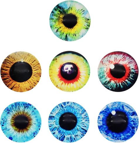 JJGQAZ 6mm-30mm Dragon Eyes Round Glass Cabochon Flatback Jewelry Finds Horse Eyes Cat Eyes Doll Eye Dome Cameo قلادة الإعدادات في أزواج (20MM-20 زوجًا) in Kuwait