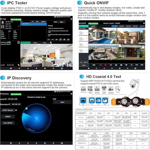 جهاز اختبار كاميرا IP 8K بقدرة 90 وات PoE مخرج طاقة 8 ميجابكسل SDI TVI CVI AHD CVBS CCTV جهاز اختبار SFP اختبار TDR كابل اختبار رقمي متعدد OPM VFL أدوات شبكة WiFi HDMI I/O VGA in in Kuwait