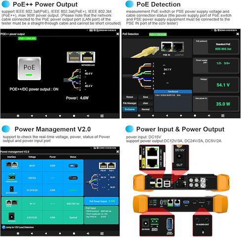 جهاز اختبار كاميرا IP 8K بقدرة 90 وات PoE مخرج طاقة 8 ميجابكسل SDI TVI CVI AHD CVBS CCTV جهاز اختبار SFP اختبار TDR كابل اختبار رقمي متعدد OPM VFL أدوات شبكة WiFi HDMI I/O VGA in in Kuwait