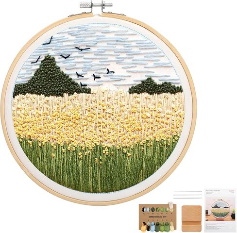 EEEKit Embroidery Kit for Beginner Adult, DIY Needlepoint Cross Stitch Kit with Embroidery Hoop Stand Thread Instruction in Saudi Arabia