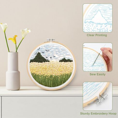 EEEKit Embroidery Kit for Beginner Adult, DIY Needlepoint Cross Stitch Kit with Embroidery Hoop Stand Thread Instruction in Saudi Arabia