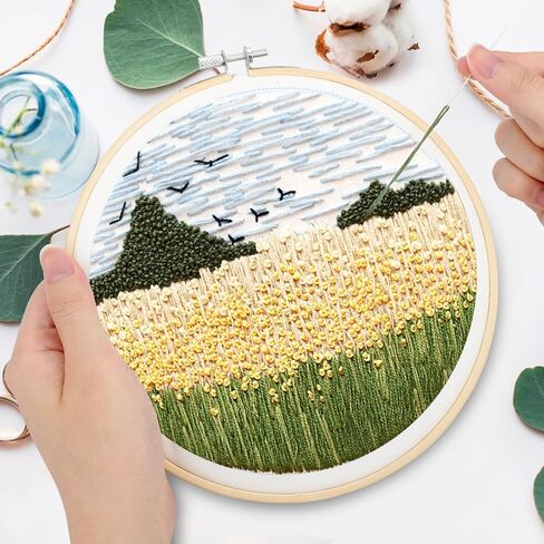EEEKit Embroidery Kit for Beginner Adult, DIY Needlepoint Cross Stitch Kit with Embroidery Hoop Stand Thread Instruction in Saudi Arabia