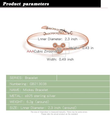 925 Sterling Silver Cute Mickey Bangles Fashion Women Charm Bracelet Adjustable Size Fine Jewelry Gift For female Wife Girls Her in Saudi Arabia
