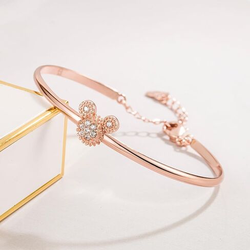 925 Sterling Silver Cute Mickey Bangles Fashion Women Charm Bracelet Adjustable Size Fine Jewelry Gift For female Wife Girls Her in Saudi Arabia