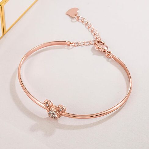 925 Sterling Silver Cute Mickey Bangles Fashion Women Charm Bracelet Adjustable Size Fine Jewelry Gift For female Wife Girls Her in Saudi Arabia
