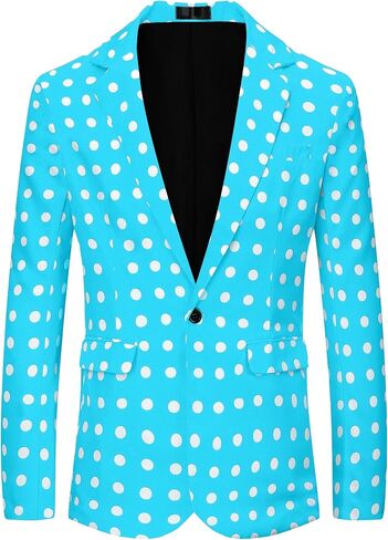 Lars Amadeus Polka Dots Blazers for Men's Classic Slim Fit One Button Business Sport Coats in Saudi Arabia