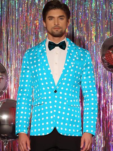 Lars Amadeus Polka Dots Blazers for Men's Classic Slim Fit One Button Business Sport Coats in Saudi Arabia