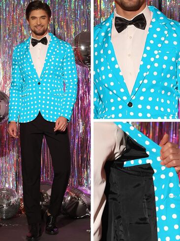 Lars Amadeus Polka Dots Blazers for Men's Classic Slim Fit One Button Business Sport Coats in Saudi Arabia