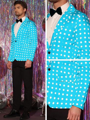 Lars Amadeus Polka Dots Blazers for Men's Classic Slim Fit One Button Business Sport Coats in Saudi Arabia