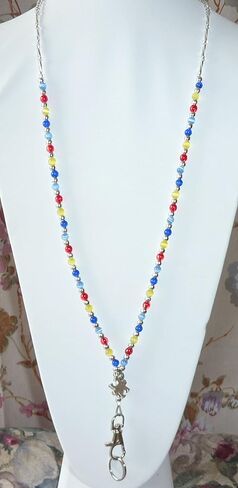 Beaded Breakaway Autism Colors Women's Lanyard, Made in USA 34" for ID Badge Card Holder Teacher Gift Nurse Cruise Keys in Saudi Arabia