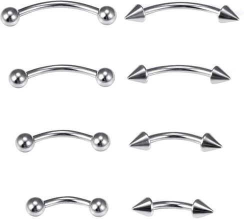 18G 4Pairs Eyebrow Piercing Jewelry Surgical Steel Curved Barbell Tiny Eyebrow Ring Vertical Labret Lip Jewelry Ear Rook Navel Small Belly Button Ring for Women Men6mm/8mm/10mm/12mm in Saudi Arabia