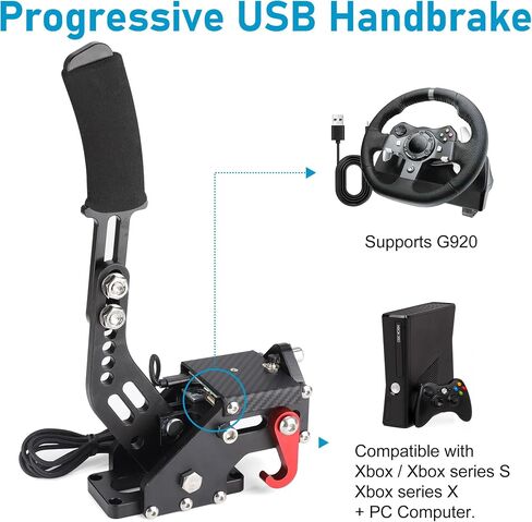 ترقية CNSPEED فرامل اليد USB 2 في 1 64 بت لـ G920 المتوافقة مع Xbox/Xbox series S/Xbox series X + نظام الكمبيوتر الشخصي لألعاب السباق المحاكية مع مستشعر القاعة غير المتصل in Kuwait
