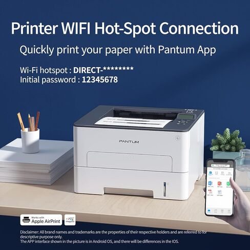 طابعة ليزر أحادية اللون Pantum P3012DW، طباعة لاسلكية وطباعة تلقائية على الوجهين للاستخدام المنزلي والمكاتب الصغيرة (V4G09B) in Kuwait