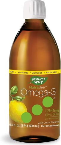 زيت السمك NutraSea أوميغا 3 من Nature's Way، 1250 مجم EPA/DHA، بنكهة الليمون الحامض، 16.9 أونصة سائلة. in Kuwait