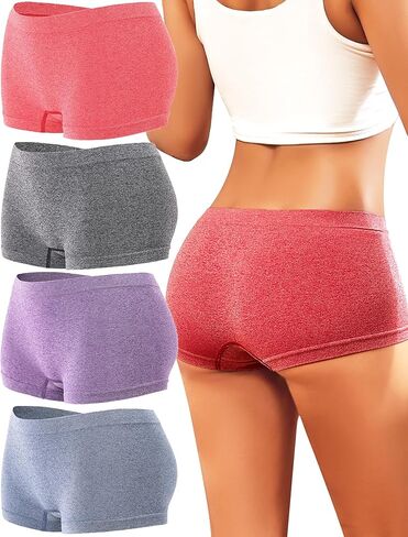 Womens Boyshorts Underwear Seamless Boxer Briefs Full Coverage Soft Stretch Boxer Shorts For Women 4 Pack in Saudi Arabia