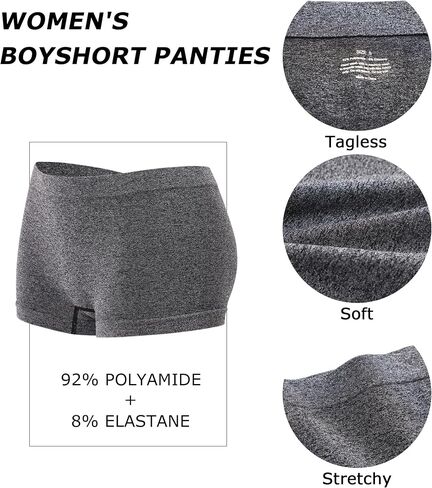 Womens Boyshorts Underwear Seamless Boxer Briefs Full Coverage Soft Stretch Boxer Shorts For Women 4 Pack in Saudi Arabia