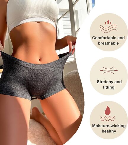 Womens Boyshorts Underwear Seamless Boxer Briefs Full Coverage Soft Stretch Boxer Shorts For Women 4 Pack in Saudi Arabia