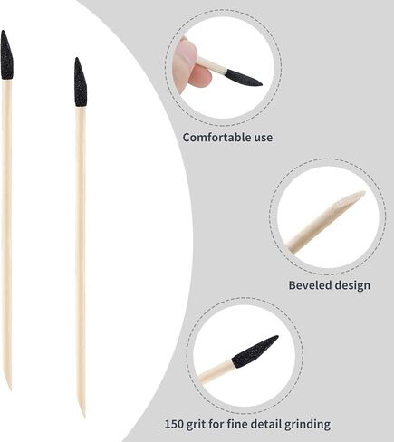 100PCS Sanding Sticks, 150Grit Wood Buffing Sanding Tools Slanted Tight Spaces Matchsticks Sanding Twigs Buffing Sanding Sticks, for Manicure Plastic Models Miniatures Wood Hobby in Saudi Arabia