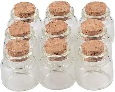 30x30x17mm 10ml Mini Glass Bottles With Cork Small Transparent Clear Tiny Empty Glass Vials Jars Corks Cute Bottles 12pcs (12, 10ml-30x30x17mm) in Saudi Arabia