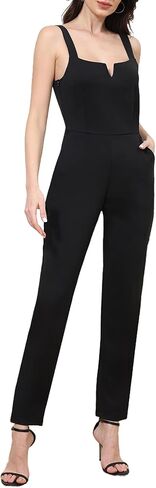 Jumpsuits for Women Casual Dressy Jumpers Summer Rompers Sleeveless High Waist Tapered Leg Overalls with Pockets in Kuwait