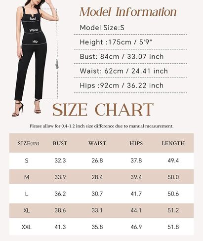 Jumpsuits for Women Casual Dressy Jumpers Summer Rompers Sleeveless High Waist Tapered Leg Overalls with Pockets in Kuwait
