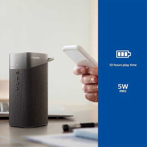 فيليبس S7807 مكبر صوت بلوتوث لاسلكي خارجي مع اقتران ستيريو واتصال بلوتوث متعدد النقاط، IP67 مقاوم للماء، رمادي in Saudi Arabia