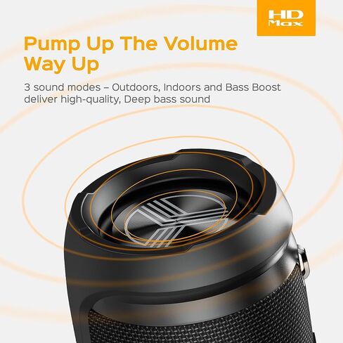 TREBLAB HD-Max - مكبر صوت بلوتوث كبير بصوت عالٍ - 50 وات، بطارية 20 ساعة، باور بانك، TWS، مقاوم للماء IPX6 | مكبر صوت محمول بصوت عالٍ مع صوت جهير عميق | مكبرات صوت لاسلكية خارجية مع موصل من النوع C وحزام حمل (متجدد) in Saudi Arabia