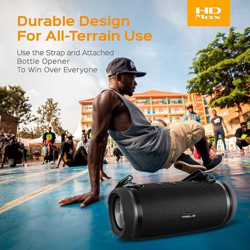TREBLAB HD-Max - مكبر صوت بلوتوث كبير بصوت عالٍ - 50 وات، بطارية 20 ساعة، باور بانك، TWS، مقاوم للماء IPX6 | مكبر صوت محمول بصوت عالٍ مع صوت جهير عميق | مكبرات صوت لاسلكية خارجية مع موصل من النوع C وحزام حمل (متجدد) in Saudi Arabia