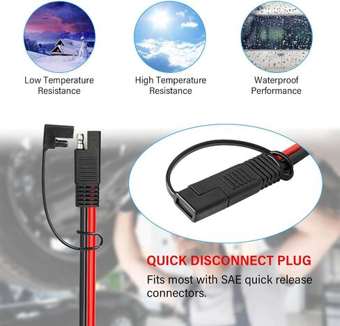 SAE Extension Cable 10 AWG - 1FT 2PCS SAE to SAE Quick Disconnect Wire Battery Charger Extension Cord Heavy Duty with SAE Polarity Reverse Adapter for Solar Panel Trolling Motor Automotive RV in Saudi Arabia