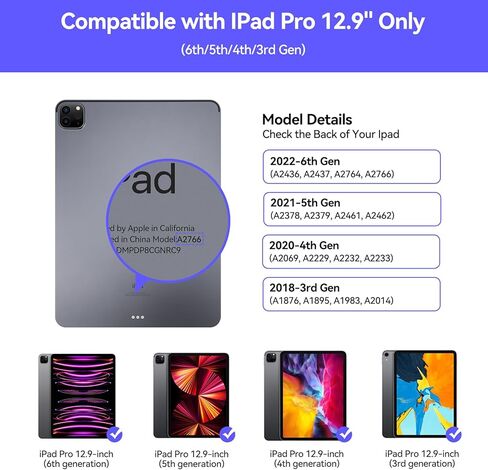 حافظة لوحة مفاتيح مغناطيسية سحرية من AUSDOM لجهاز iPad Air 13 2024(M2) وiPad Pro 12.9 بوصة (الجيل السادس/الخامس/الرابع/الثالث)، لوحة مفاتيح بلوتوث لاسلكية مع لوحة تتبع، إضاءة خلفية، حامل ناتئ عائم قابل لإعادة الشحن in Kuwait