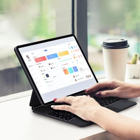 حافظة لوحة مفاتيح مغناطيسية سحرية من AUSDOM لجهاز iPad Air 13 2024(M2) وiPad Pro 12.9 بوصة (الجيل السادس/الخامس/الرابع/الثالث)، لوحة مفاتيح بلوتوث لاسلكية مع لوحة تتبع، إضاءة خلفية، حامل ناتئ عائم قابل لإعادة الشحن in Kuwait