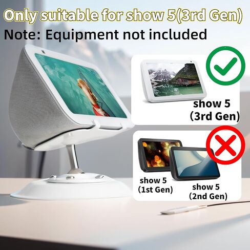 shinar Metal Stand ONLY for Echo Show 5 (3rd Generation) - Swivel Stand with Wide Angle Tilt Adjustment (-50°/+50°) Desktop Stand Compatible with Show 5& iPhone 14 Without Magnetic (White) in Saudi Arabia