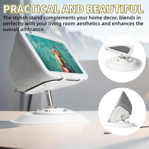 shinar Metal Stand ONLY for Echo Show 5 (3rd Generation) - Swivel Stand with Wide Angle Tilt Adjustment (-50°/+50°) Desktop Stand Compatible with Show 5& iPhone 14 Without Magnetic (White) in Saudi Arabia