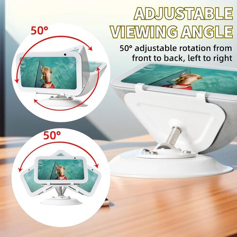 shinar Metal Stand ONLY for Echo Show 5 (3rd Generation) - Swivel Stand with Wide Angle Tilt Adjustment (-50°/+50°) Desktop Stand Compatible with Show 5& iPhone 14 Without Magnetic (White) in Saudi Arabia