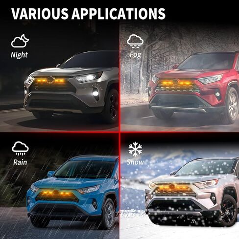 ملحقات مصابيح شبكة RAV4 المُحدثة 2019 2020 2021 2022 LE XLE Premium SE XSE Limited، مجموعة مصابيح LED رابتور عالية الجودة مكونة من 4 قطع مع مصهر وحزام أسلاك (أبيض) in Kuwait