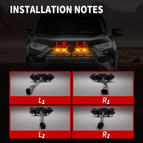 ملحقات مصابيح شبكة RAV4 المُحدثة 2019 2020 2021 2022 LE XLE Premium SE XSE Limited، مجموعة مصابيح LED رابتور عالية الجودة مكونة من 4 قطع مع مصهر وحزام أسلاك (أبيض) in Kuwait