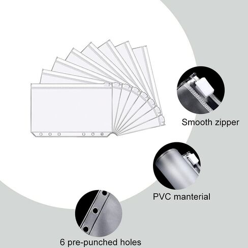 A6 Pu Leather Budget Binder,Cash Envelopes for Budgeting,Budget Planner Include Budget Wallet, 8 pcs Budget Binder with Zipper Envelopes, 12 pcs Budget Sheets, 2 pcs Budget Binder Stickers(Black) in Saudi Arabia