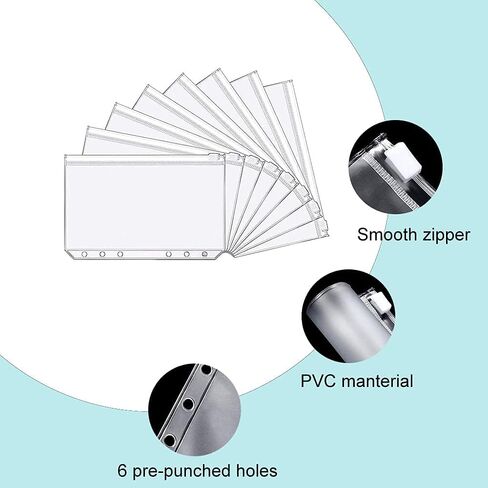 A6 Pu Leather Budget Binder,Cash Envelopes for Budgeting,Budget Planner Include Budget Wallet, 8 pcs Budget Binder with Zipper Envelopes, 12 pcs Budget Sheets, 2 pcs Budget Binder Stickers(Black) in Saudi Arabia