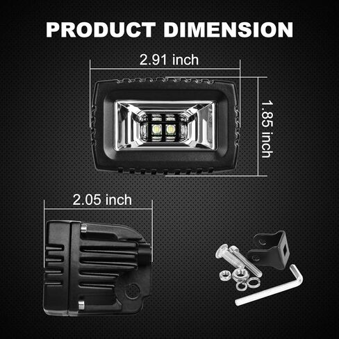 قرون Led صفراء، 2 قطعة 20 وات شريط إضاءة LED للفيضانات أضواء الطرق الوعرة أضواء القيادة الاحتياطية مصباح الضباب لشاحنة ATV UTV SUV أضواء القوارب in Kuwait